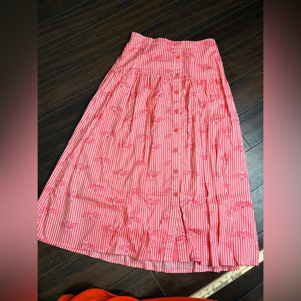 Joules Pink Floral Striped Midi Skirt - Picture 2 of 5